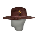 Brown Suede Fedora with Quartz