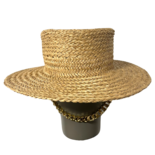 Chain Embellished Straw Boater Hat