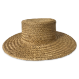 Chain Embellished Straw Boater Hat