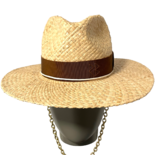 Chain Strap Straw Fedora Hat