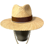 Sombrero Fedora de Paja con Correa de Cadena