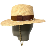 Chain Strap Straw Fedora Hat