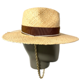 Chain Strap Straw Fedora Hat