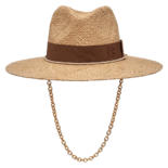 Chain Strap Straw Fedora Hat