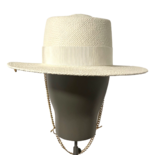 Chain Strap Straw Gambler Hat