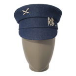Crystal-Embellished Denim Baker Boy Cap