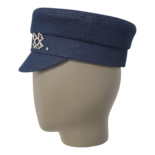 Crystal-Embellished Denim Baker Boy Cap