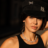 Casquette Baker Boy en laine avec cristaux