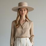 Felt Beige Canotier Hat