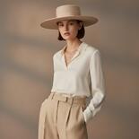 Sombrero Canotier de Fieltro Beige