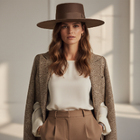 Felt Brown Canotier Hat