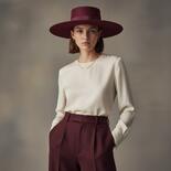 Felt Burgundy Canotier Hat