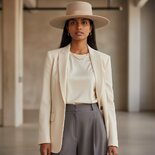 Florence beige canotier hat
