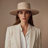 Florence beige canotier hat