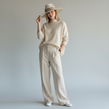 Ivory Suede Fedora with Feather