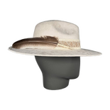 Ivory Wildleder Fedora mit Feder