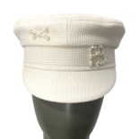 Monogram and pearls embellished Baker Boy Cap