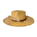 Натуральний рафія капелюх з замшевою стрічкою та пір'ям