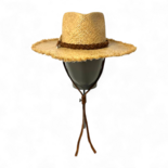 Натуральний рафія капелюх з замшевою стрічкою та пір'ям