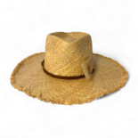 Натуральний рафія капелюх з замшевою стрічкою та пір'ям