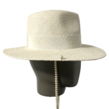 Sombrero Fedora de Paja con Adornos de Perlas