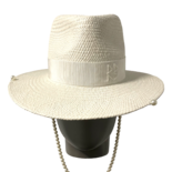 Sombrero Fedora de Paja con Adornos de Perlas