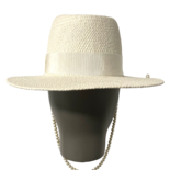 Pearl Embellished Straw Fedora Hat