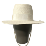 Sombrero Fedora de Paja con Adornos de Perlas