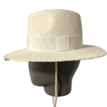 Pearl Embellished Straw Fedora Hat