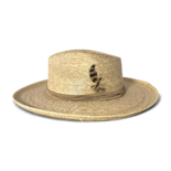 Sombrero de Palma Fina Pencil Brim con Banda de Gamuza y Pluma