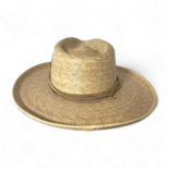 Sombrero de Palma Fina Pencil Brim con Banda de Gamuza y Pluma