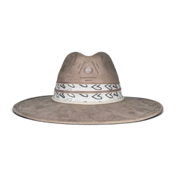Beige Suede Fedora with Quartz
