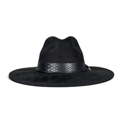 Black Suede Fedora with Feather