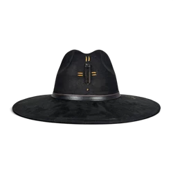 Black Suede Fedora with Quartz