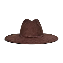 Brown Suede Fedora with Quartz