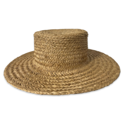 Chain Embellished Straw Boater Hat