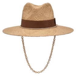 Sombrero Fedora de Paja con Correa de Cadena