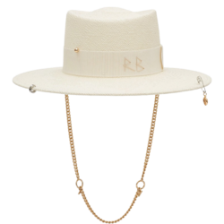 Chain Strap Straw Gambler Hat