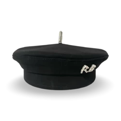 Crystal-Embellished Black Cotton Beret