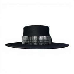 Hermis Black Canotier Hat