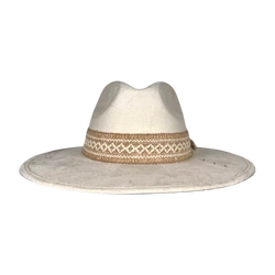 Ivory Suede Fedora with Feather