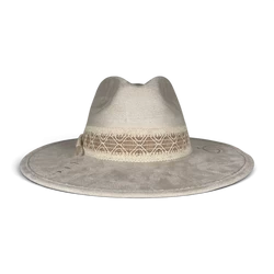 Ivory Suede Fedora with Feather
