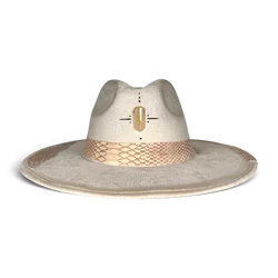 Ivory Suede Fedora mit Quarz