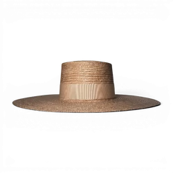 Liria Champagne Wheat Straw Canotier Hat