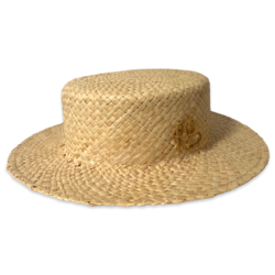 Monogram embellished Boater Hat