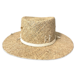 Monogram embellished Chain Strap Boater Hat