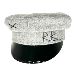 Monogram Embroidered Wool Baker Boy Cap