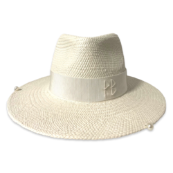 Sombrero Fedora de Paja con Adornos de Perlas