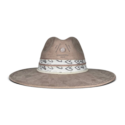 Beige Suede Fedora with Quartz