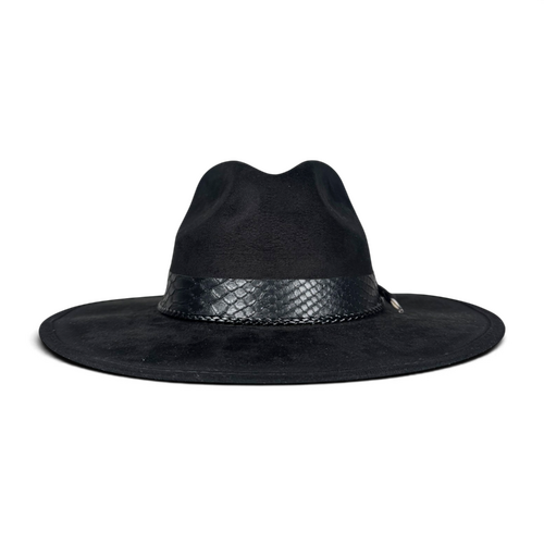 Black Suede Fedora with Feather